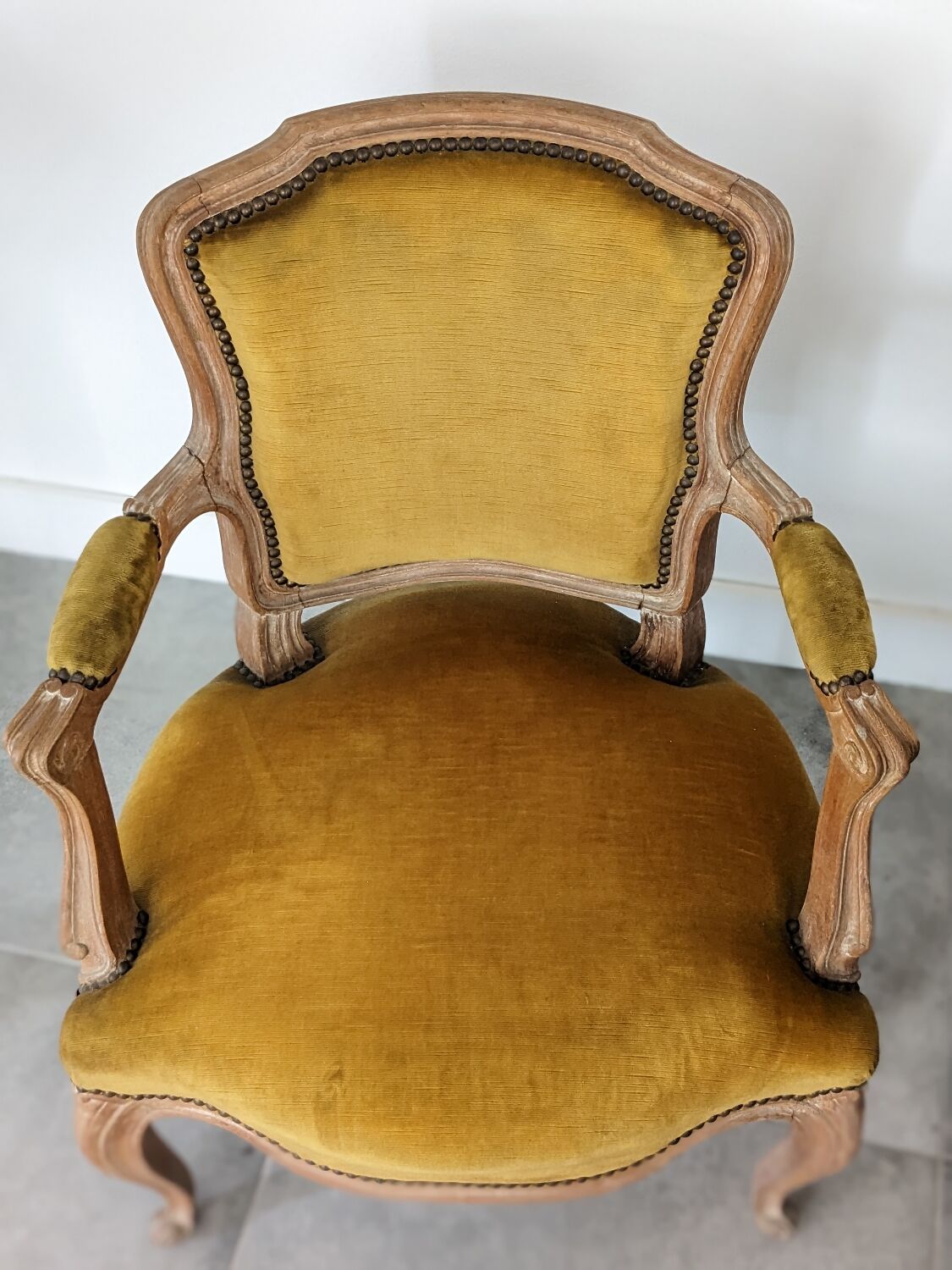 Vintage velvet convertible armchair mustard yellow