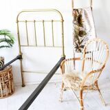 Vintage yellow gold brass divan, single bed from the 1960s, France / Czech Republic.