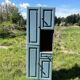 Antique Blue Wooden Column Cabinet