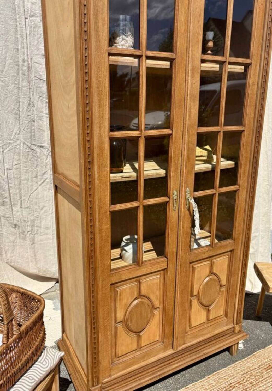 Oak display cabinet