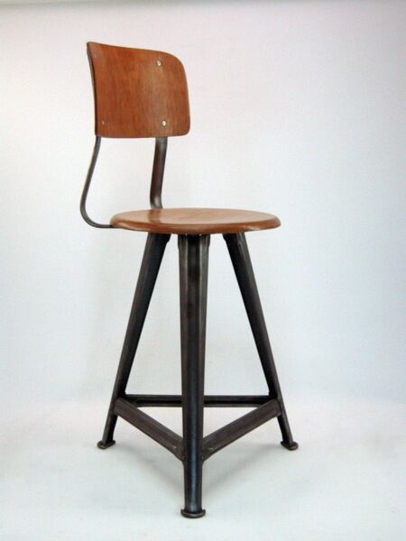 Rowac vintage industrial stool chair from the 1920s