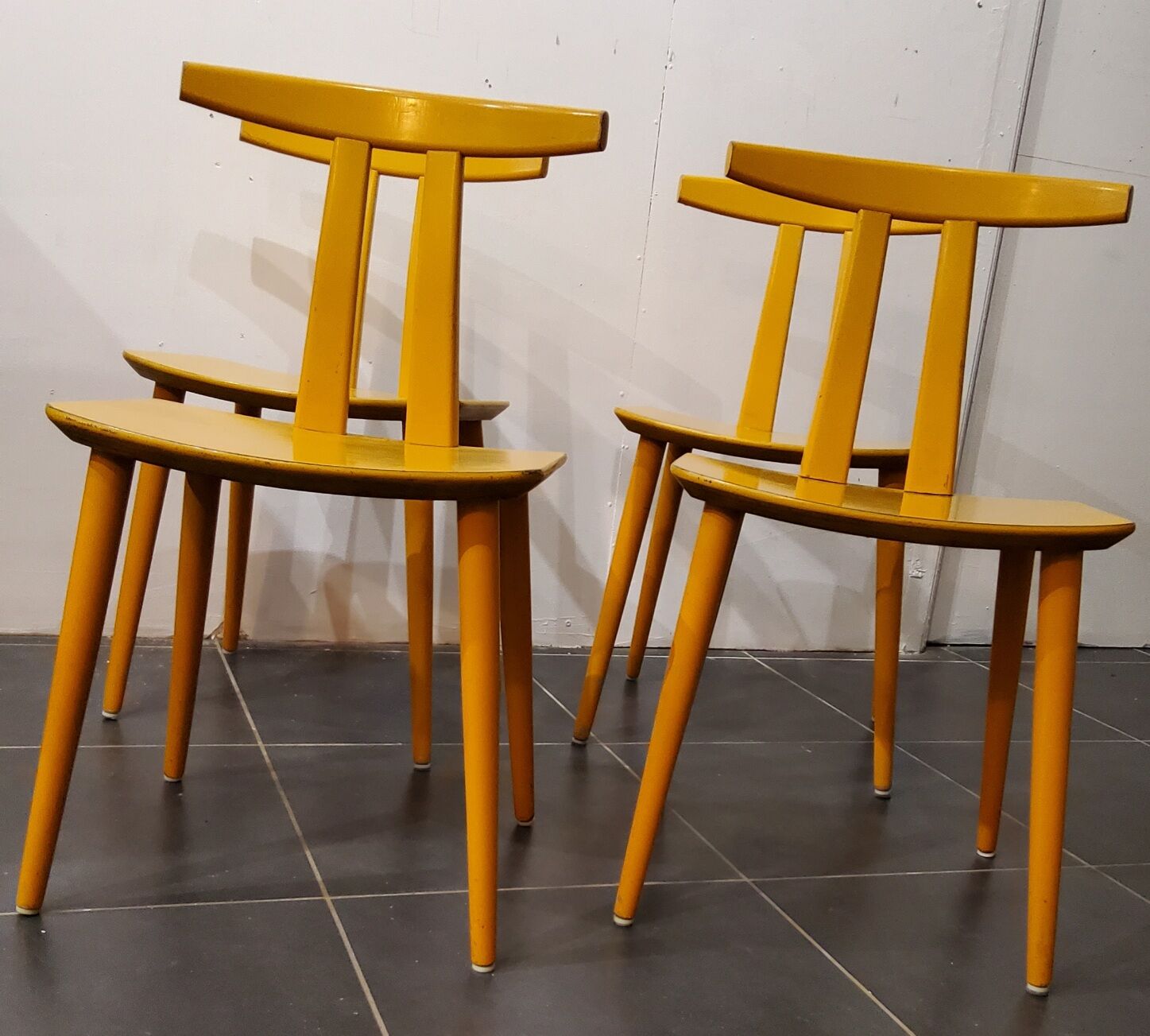 4 chaises j48, design poul m.volther, 1950, fdb møbler