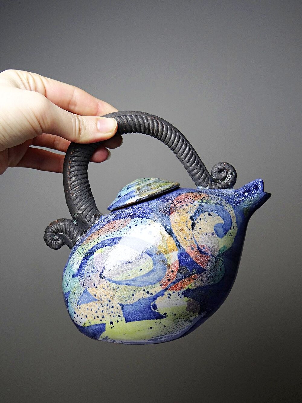 Terracotta teapot, US studio, 1950-1970 era, David Constantine White.