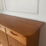 Wood and rattan sideboard