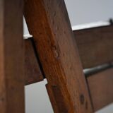 19th-century French round wine table with an adjustable top and floral textile surface.