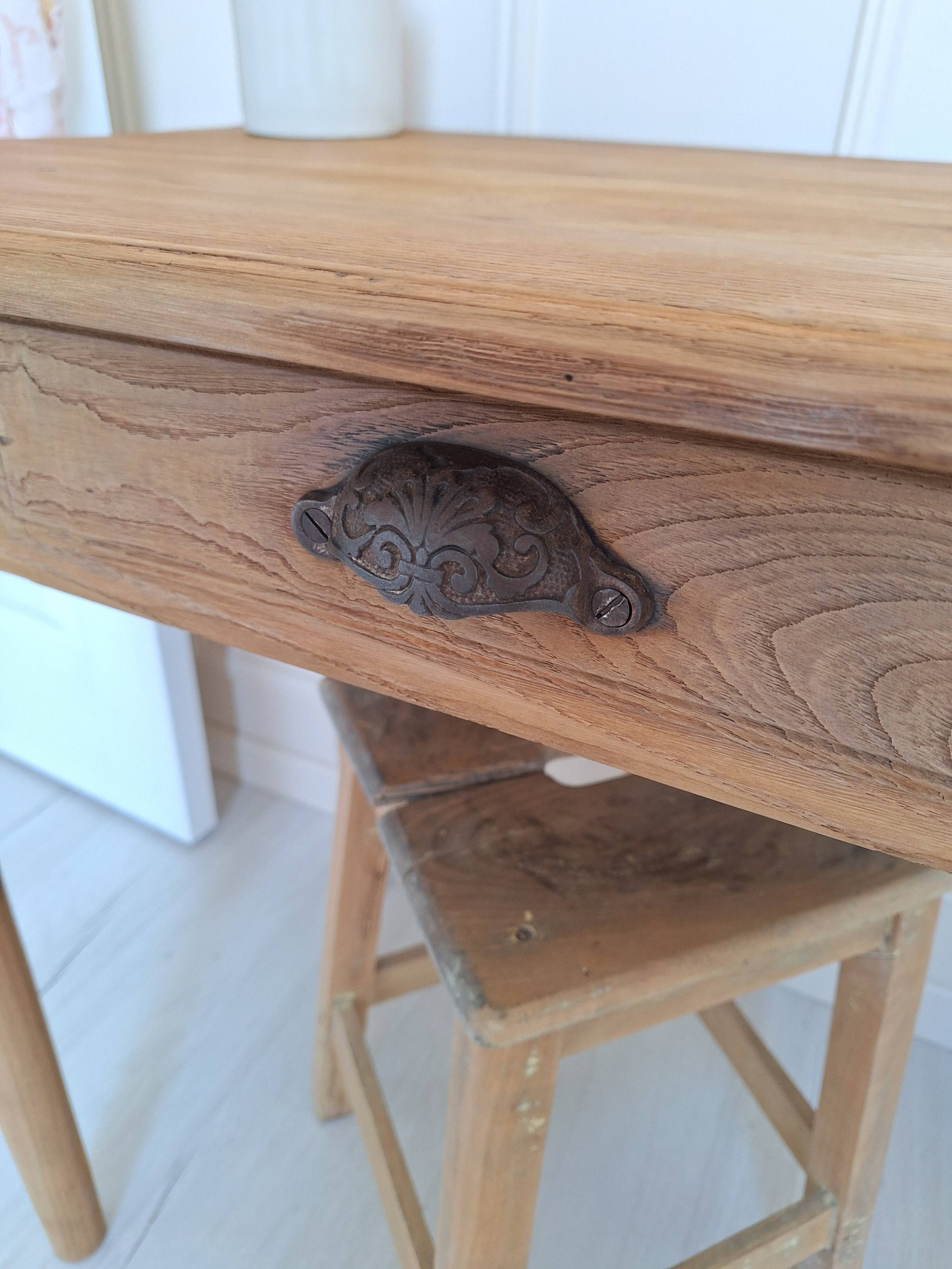 Bureau / Table d'appoint de ferme en chêne massif – Style campagne chic