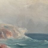 Huile de paysage marin vintage sur carton, signée par Karl Gustav Holmberg 1960