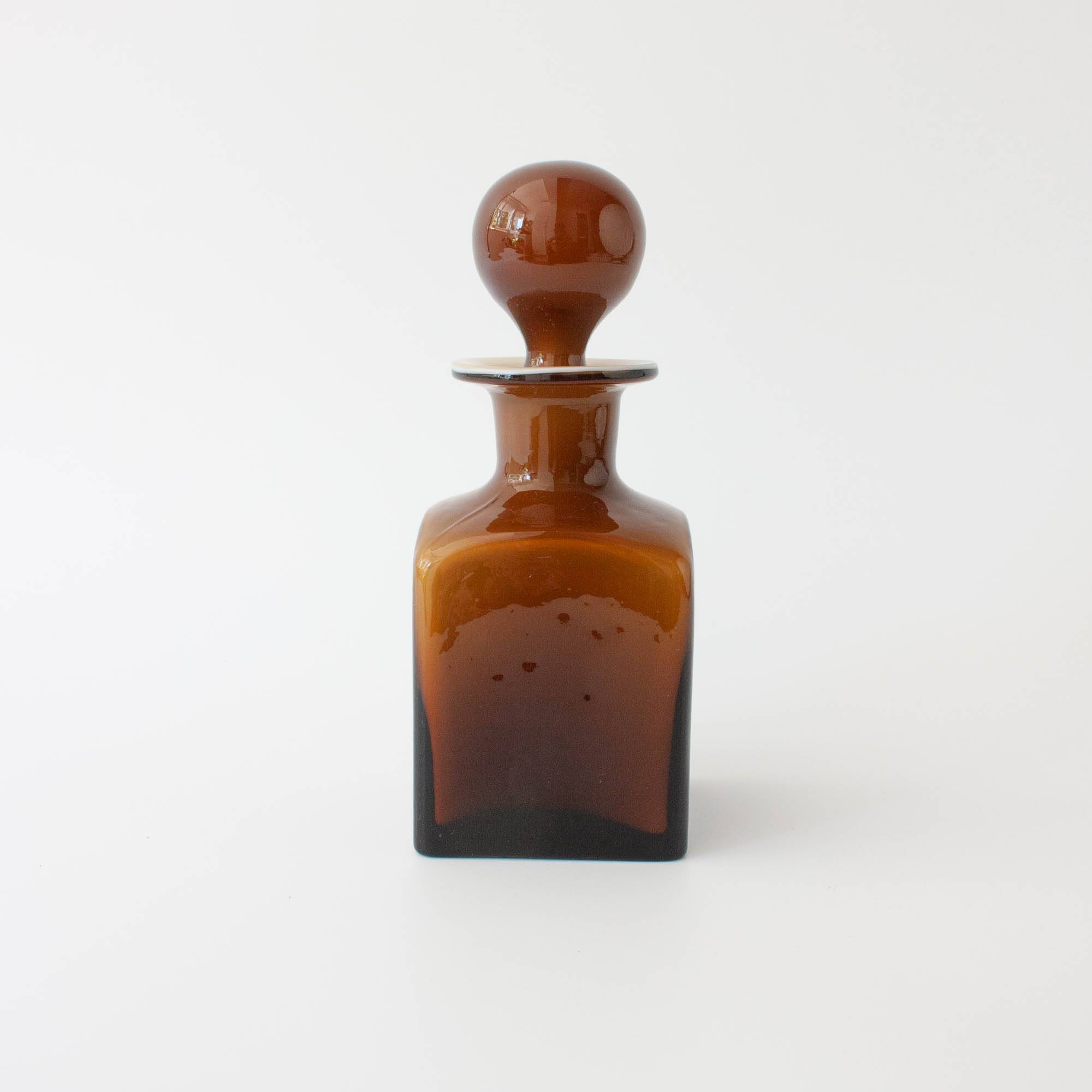 Vintage 1960s Brown Opaline Glass Bottle from Marinha Grande