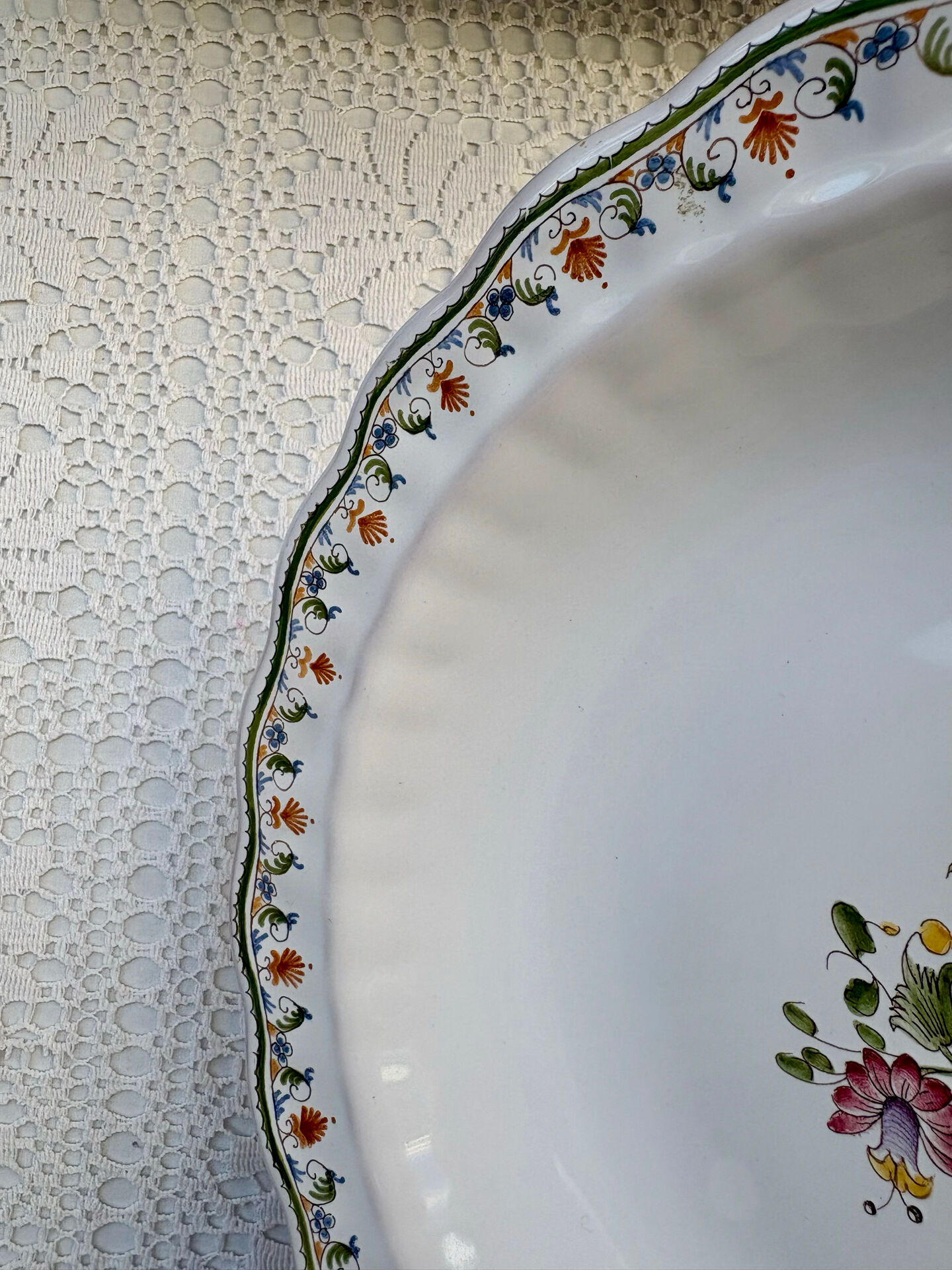 Footed compote signed Atelier Bondil faience from Moustiers