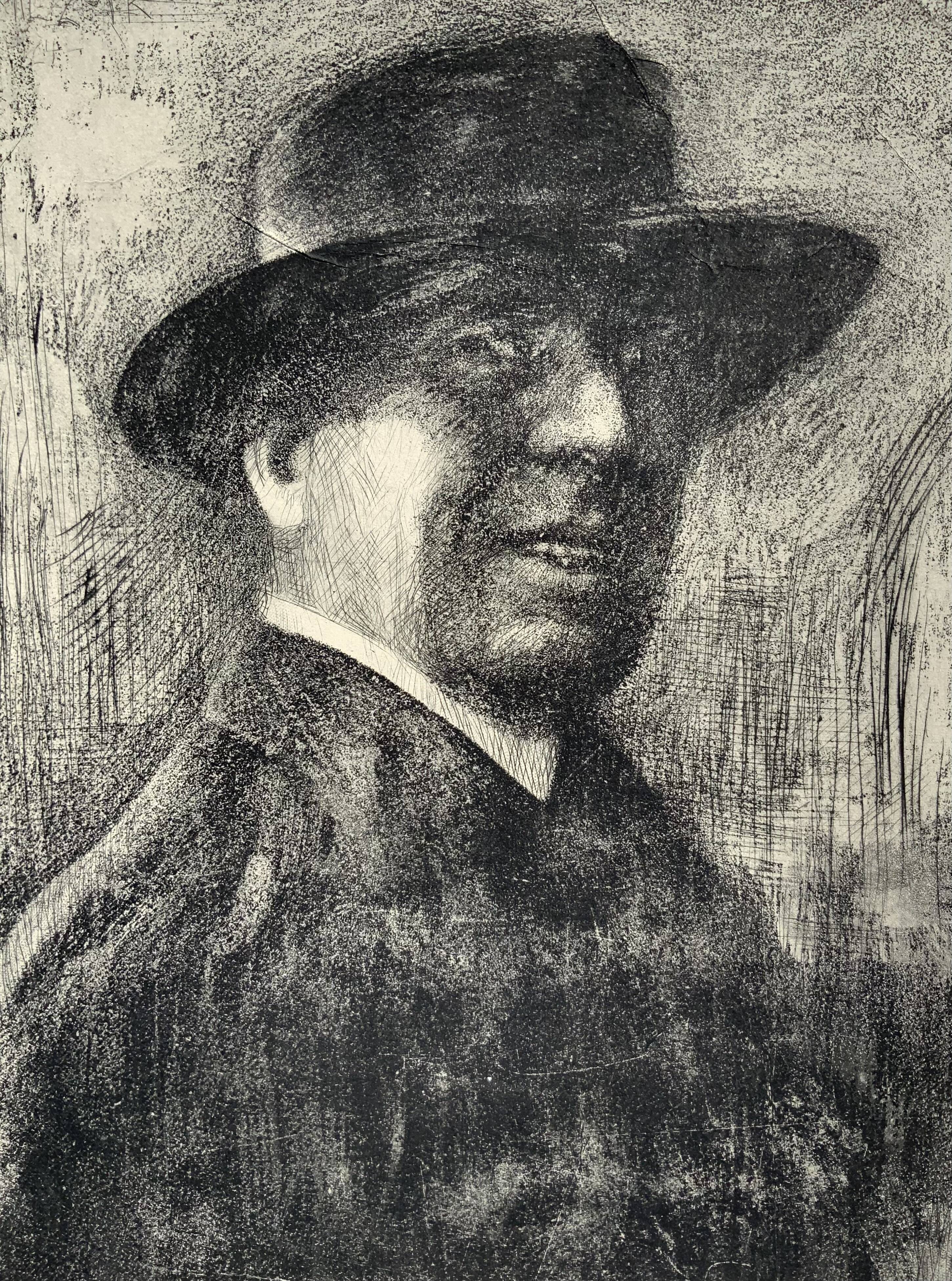 Antique Gentleman Portrait Copper etching By E.Zoir