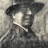 Antique Gentleman Portrait Copper etching By E.Zoir