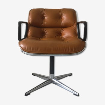 Leather office chair by Charles pollock for Knoll,1970