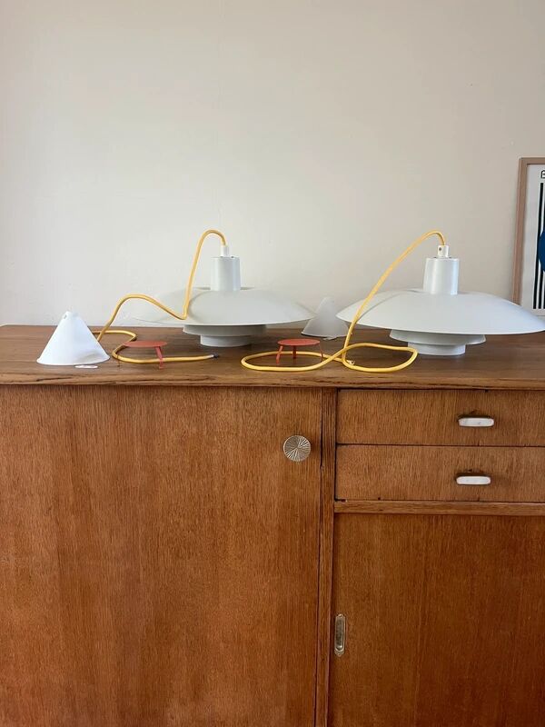 Vintage 2x Louis Poulsen PH4/3 + reflector - Poul Henningsen - Danish design lamp