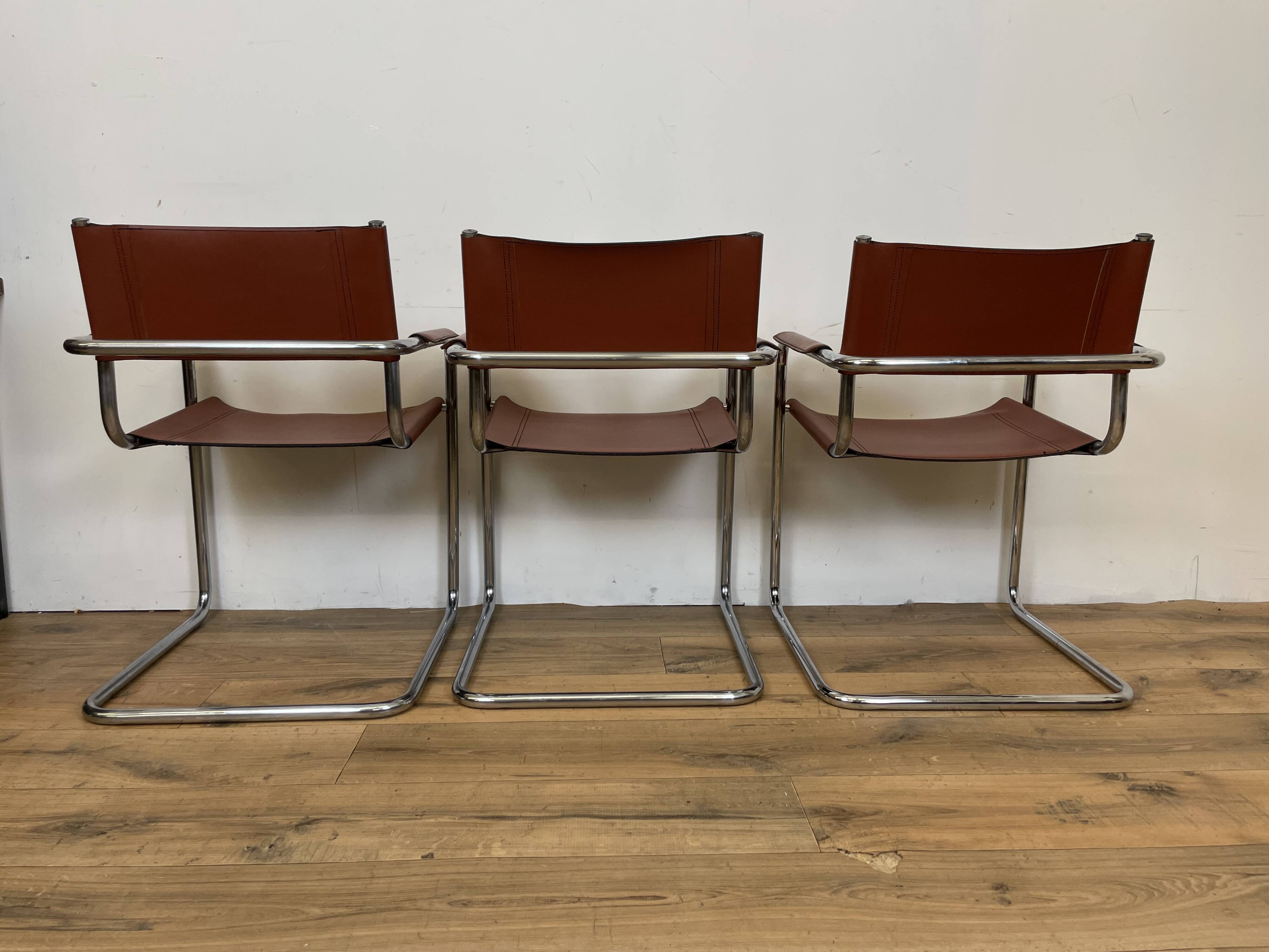 Set of 3 MG5 Grassi style armchairs from the 70s