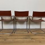 Set of 3 MG5 Grassi style armchairs from the 70s