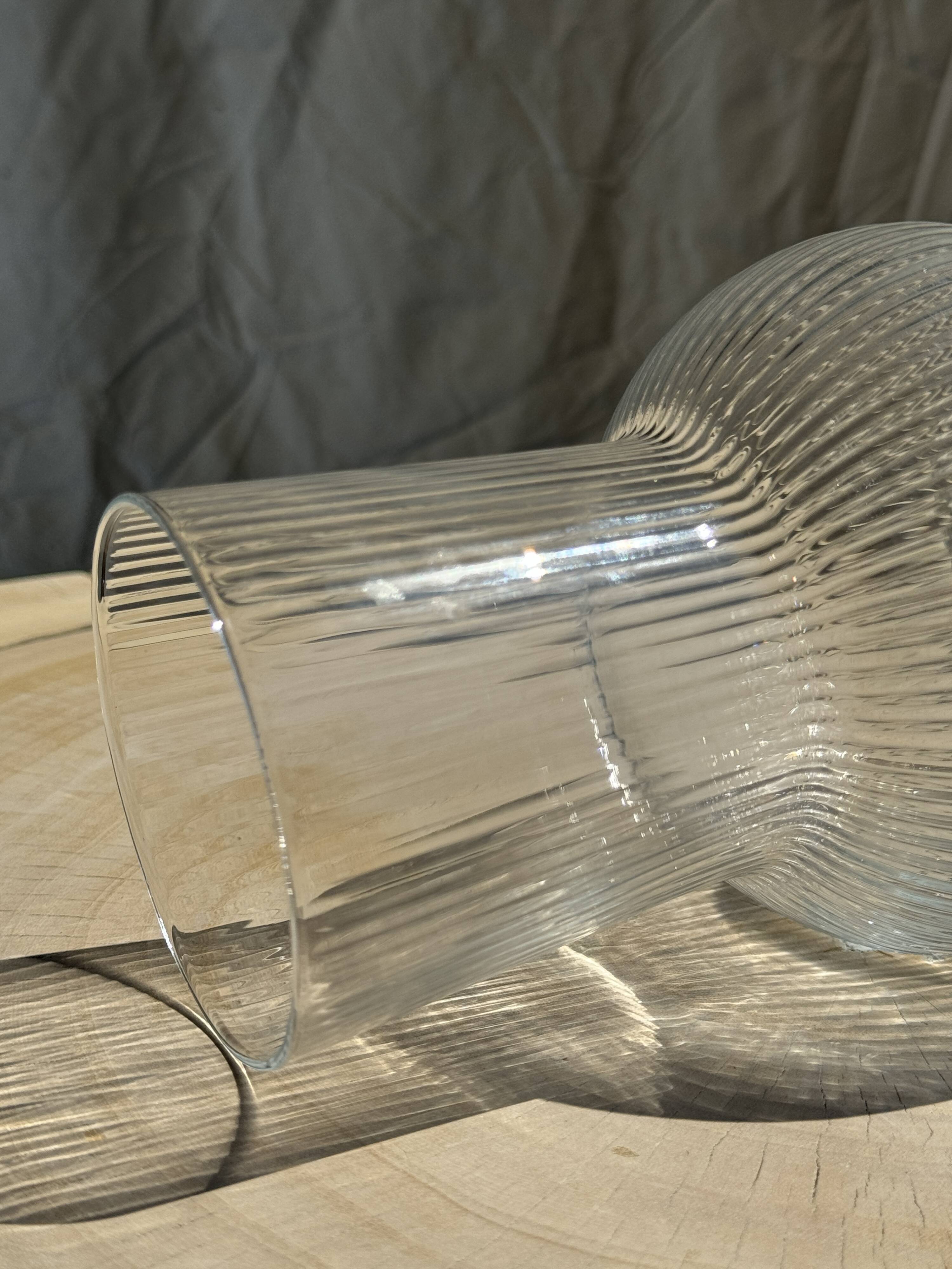 Ribbed glass ball vase