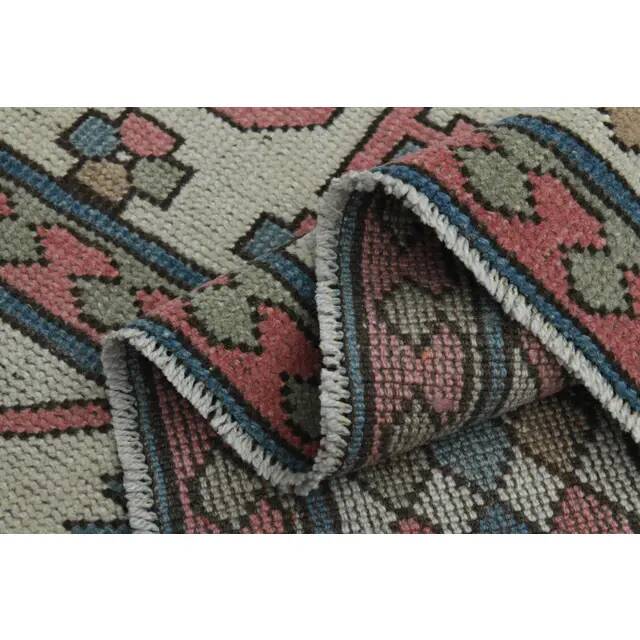 1970s Vintage Turkish Handmade Wool & Cotton Pink Area Rug 172x263