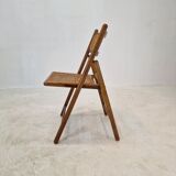 Set of 2 Italian Folding Chairs with Wicker, 1980's