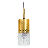 Brass and bubble glass pendant light by veb narva, 1970s