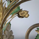 Art Nouveau Chestnut Leaf and Green Glass Sconce, 1900s