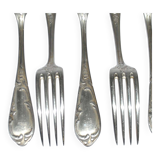 Set of 6 vintage MARLY rocaille table forks in silver metal 21.5cm