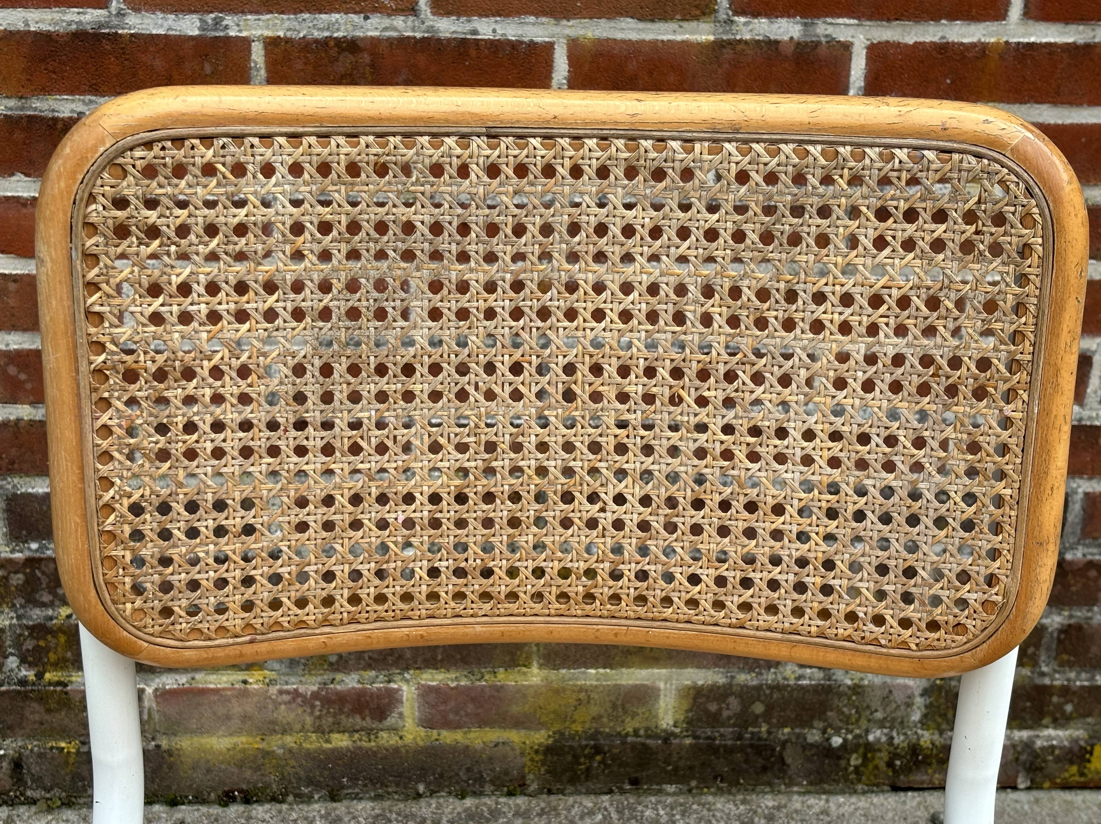 Cesca chair b32 model in white and wood by Marcel Breuer