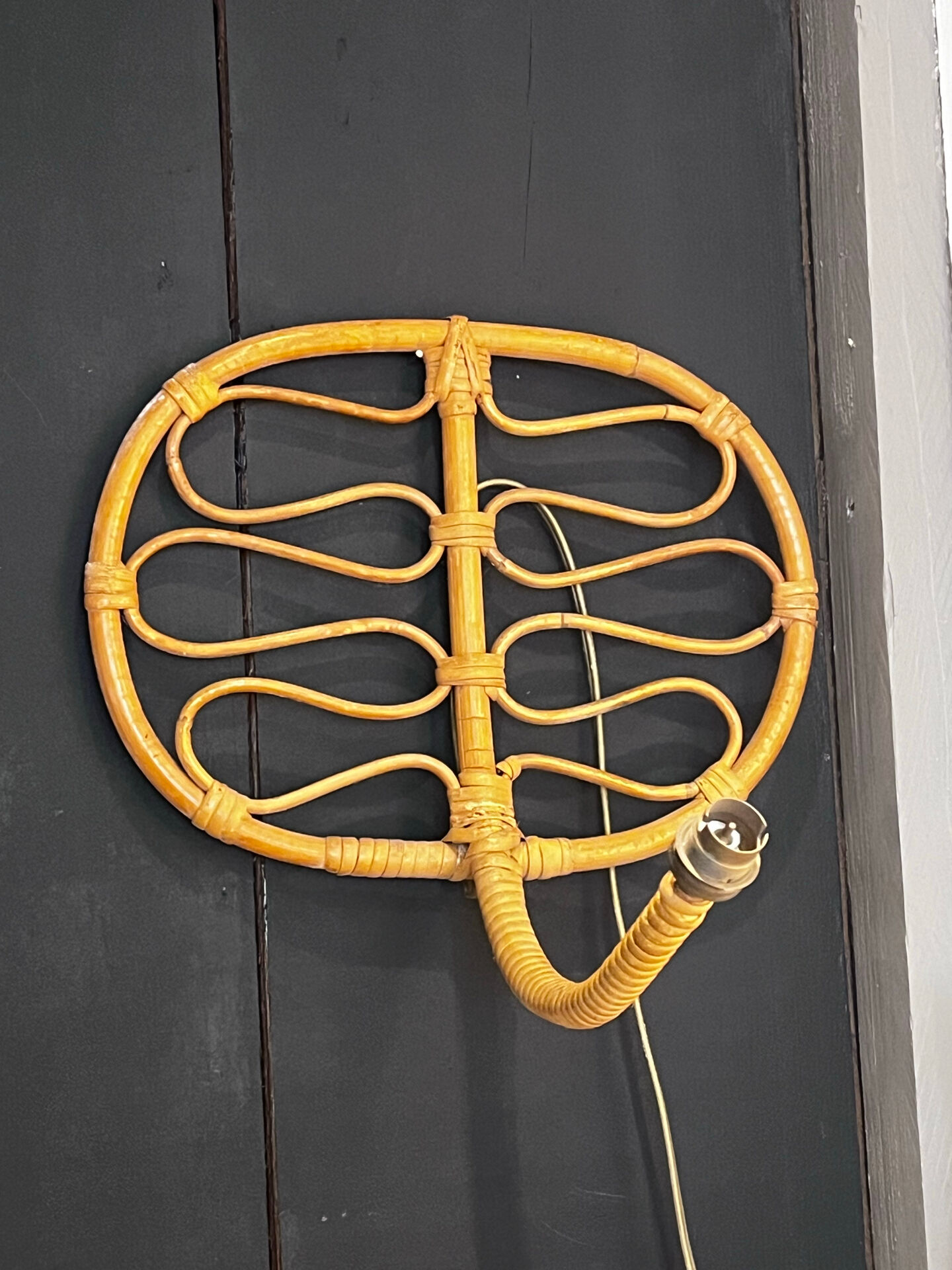 Pair of rattan wall lights