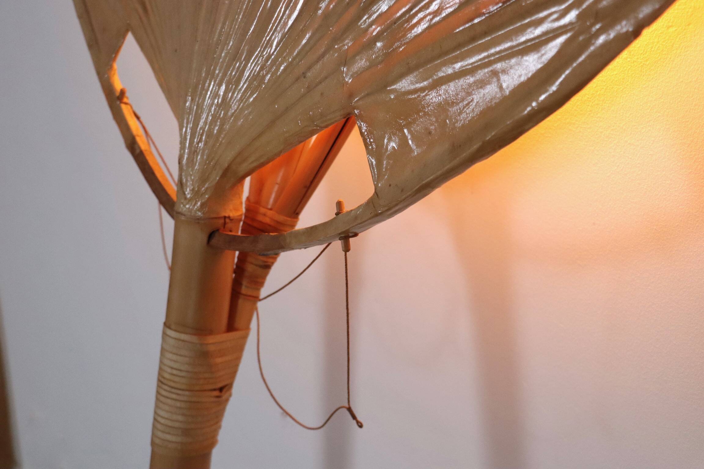 Large Uchiwa Floor lamp by Ingo Maurer for M Design , Germany 1977