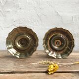 Pair of gold brass candlesticks