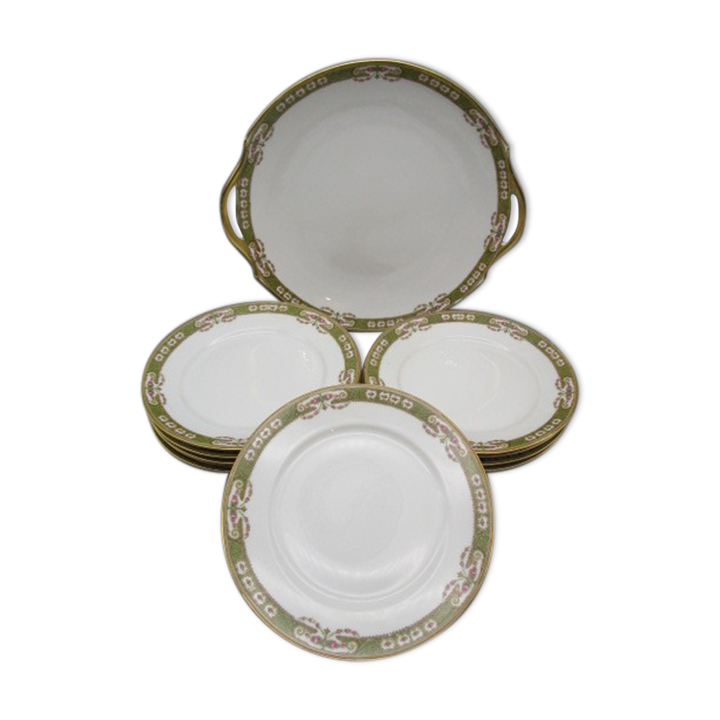 Old dessert service in Limoges porcelain