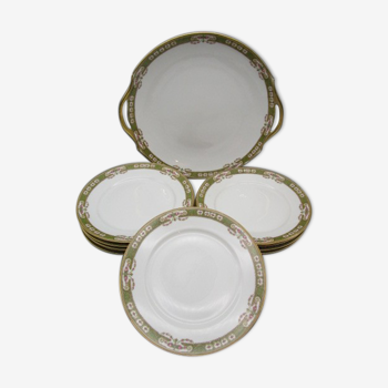 Old dessert service in Limoges porcelain