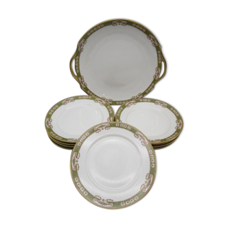 Old dessert service in Limoges porcelain