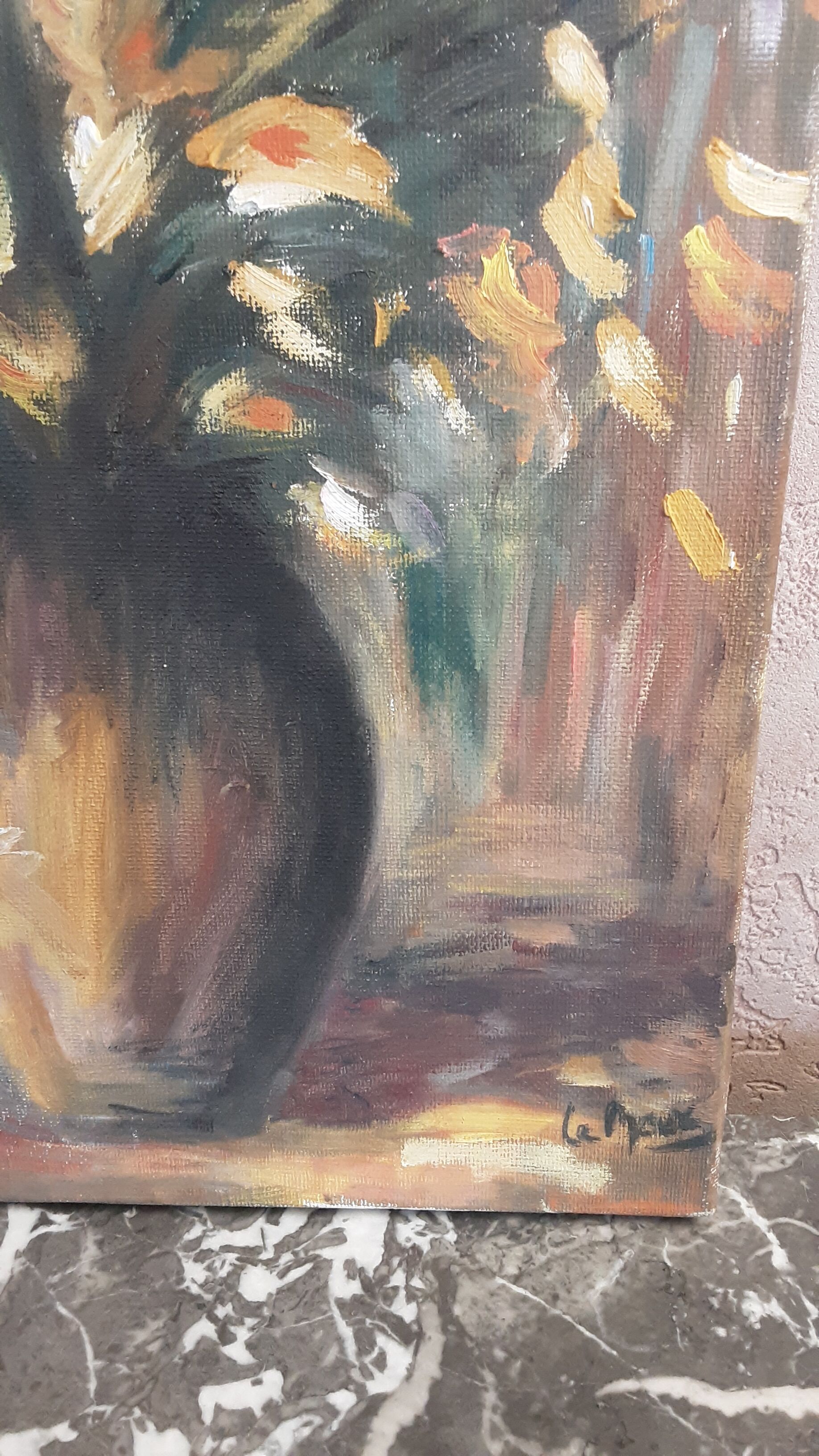 Tableau vintage huile sur toile signée