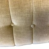 Vintage yellow-green fringed three-seater sofa