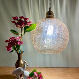 Vintage globe pendant lamp in amber glass