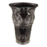 Vase en verre Art Déco français avec motif cacatoès par Verlux
