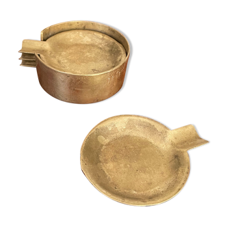Set of 4 solid brass ashtrays