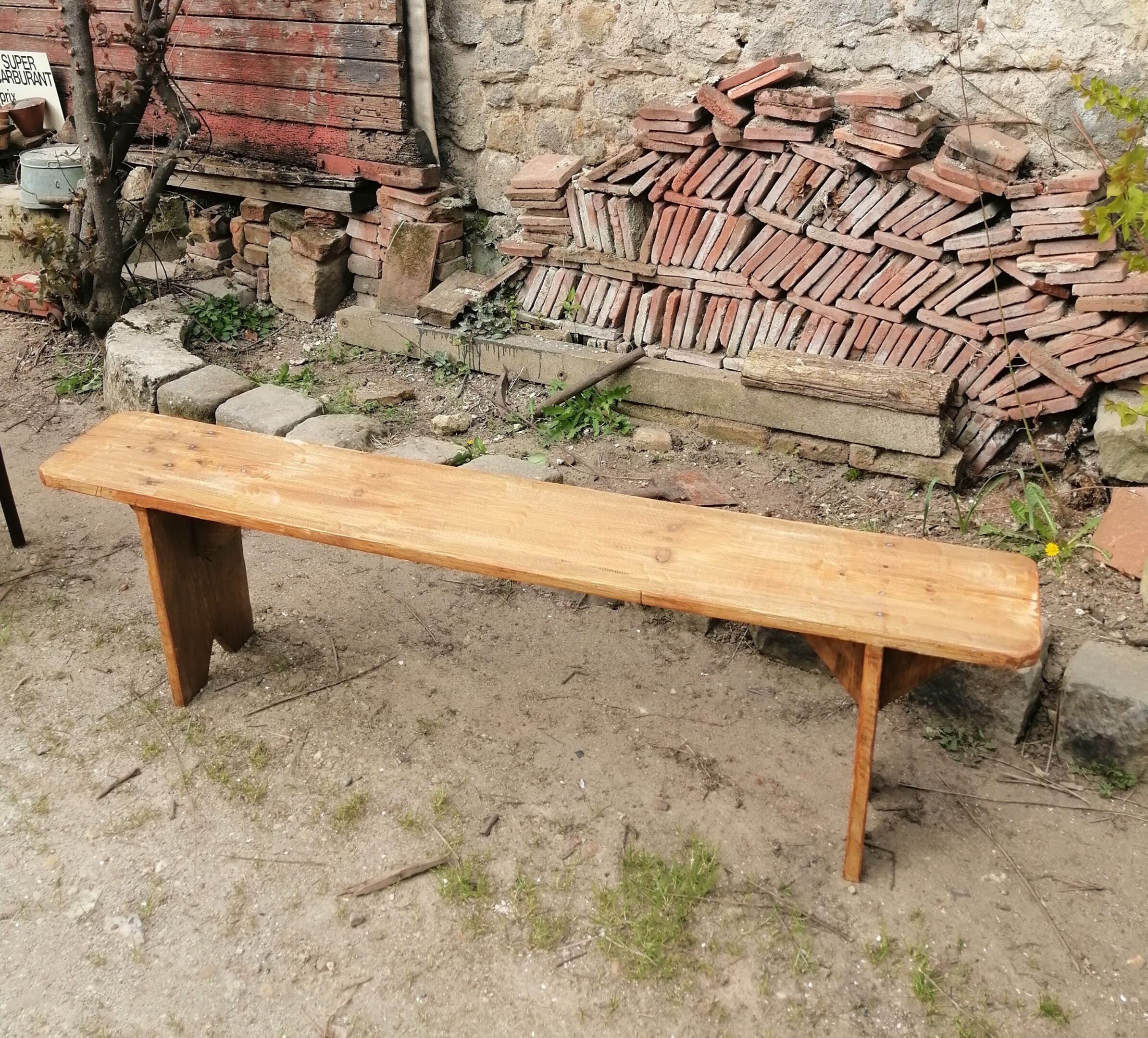 Raw wood bench L 158cm