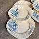 6 dessert plates Gien in blue ironstone, service "Birds" circa 1870 no. 3