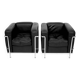 Pair of LC2 armchairs Perriand, Le Corbusier, Jeanneret, ed. Cassina