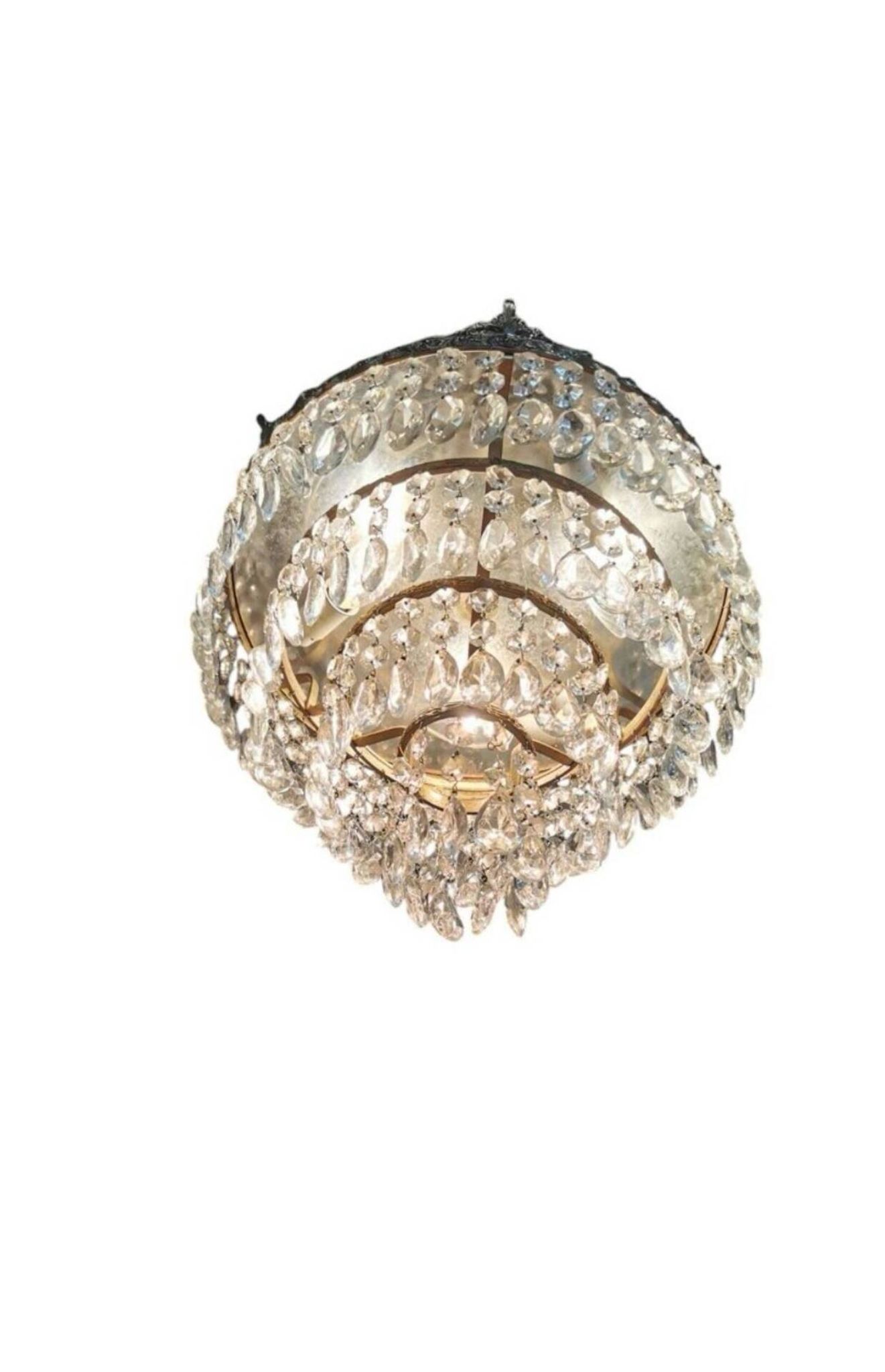 Bronze and Crystal Ceiling Light