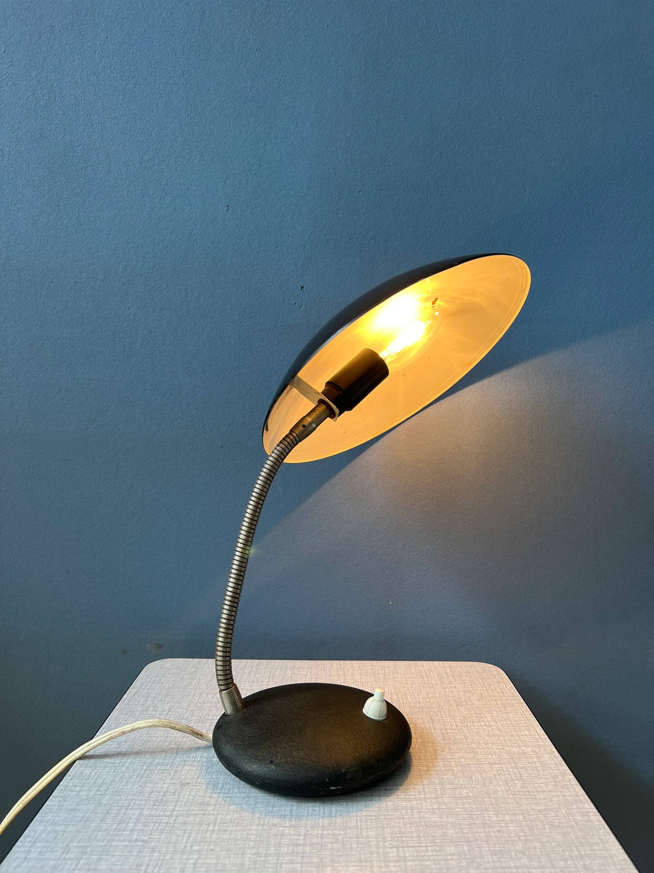Small black metal desk lamp in Bauhaus style.