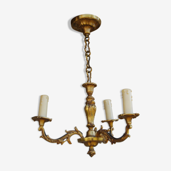 Louis XV style chandelier in bronze with 3 arms of light.