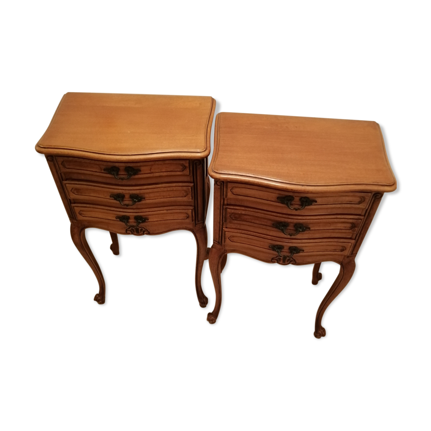 Pair of old wooden bedsides