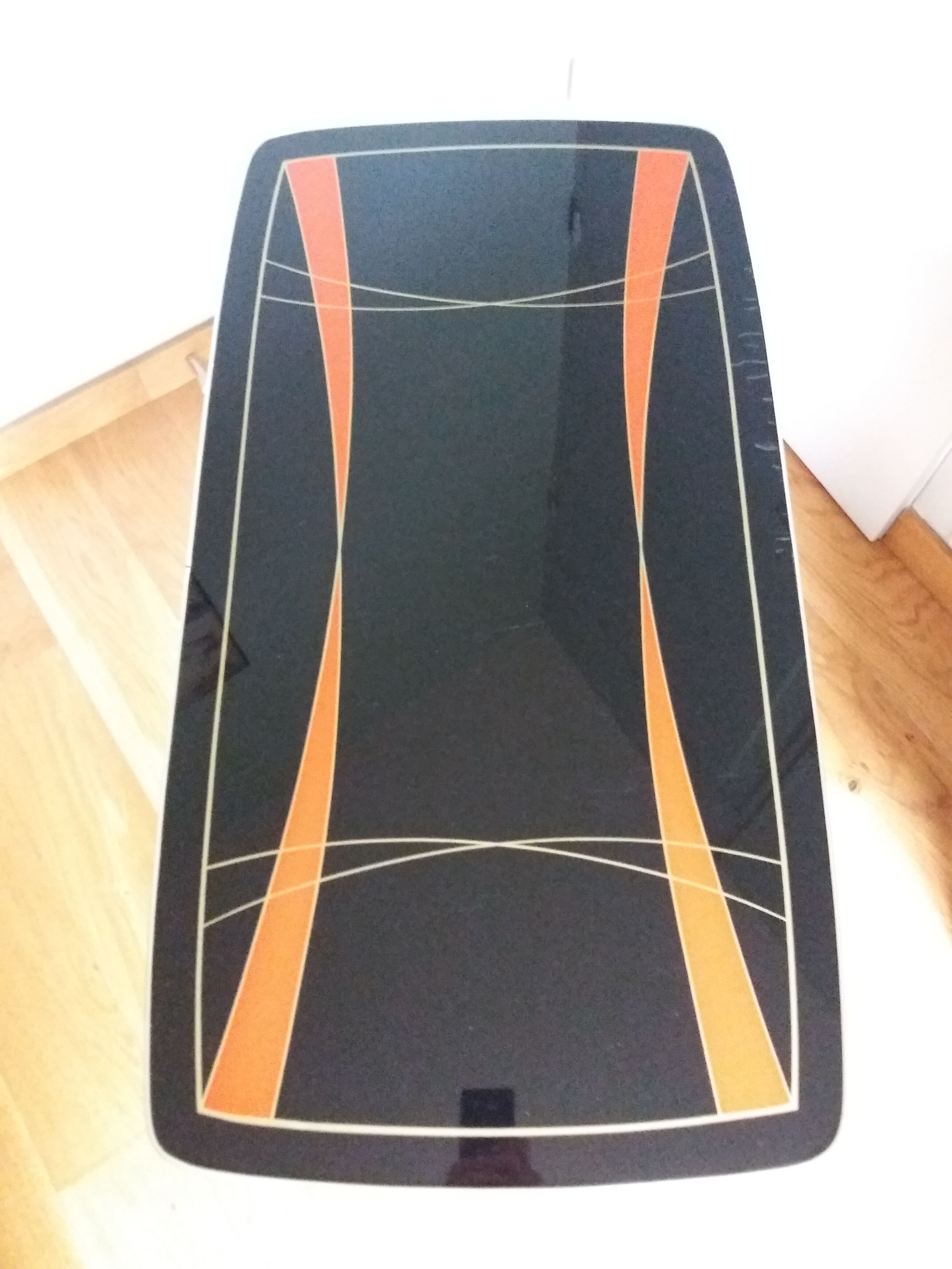 Coffee table formica tapered compass legs