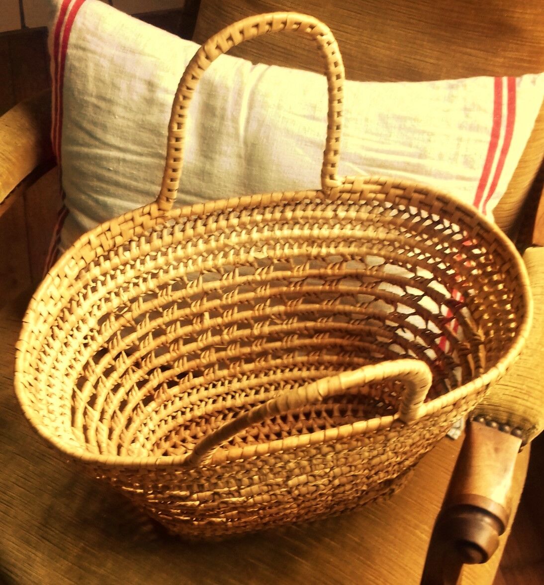 Basket two vintage soft wicker handles