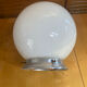 Vintage Ceiling Light Opaline White Ball + Aluminium Support 50s #E
