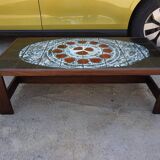 Table basse en céramique et wengé de style mid-century attribuée à Belarti Belgique 1970