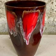 Large Vallauris vase no. 270 – brown glaze with red drips – vintage