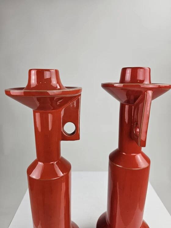 2 bougeoirs en céramique Enzo Bioli pour Il Picchio, Italie années 1970